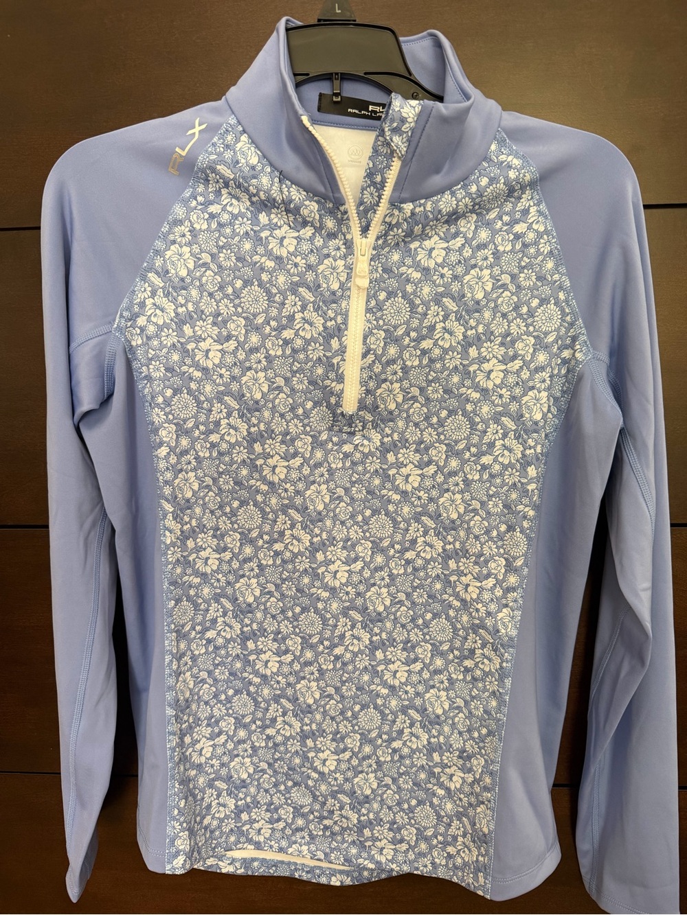 Ralph Lauren RLX NWT Blue Floral Quarter-Zip Long Sleeve UPF Active Top Small